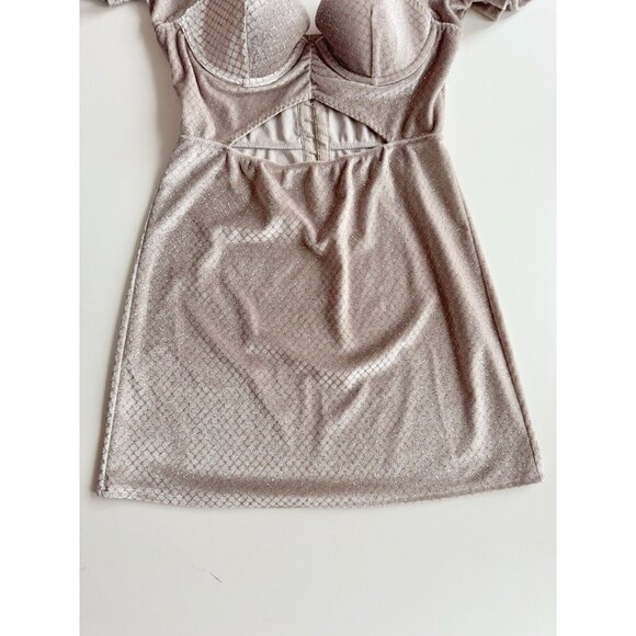 LA SENZA Grey Velvet Glitter Padded Sweetheart Corset Mini Dress, Size S - Picture 8 of 14
